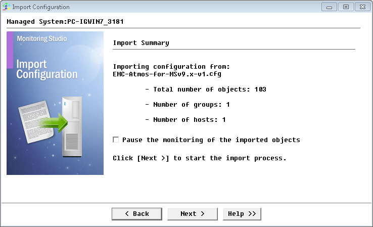 Reviewing the EMC Atmos pre-built configuration import summary